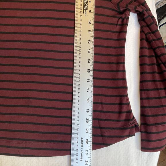 Westbound Women Shirt M Burgundy Striped Mock Neck Pullover - Picture 6 of 6